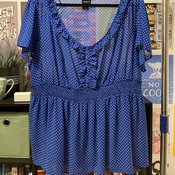 Blue/White Polka Dot Top - Picture 1 of 3